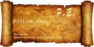 Pillich Edit névjegykártya